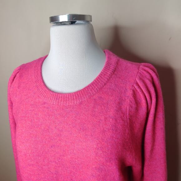 Cece Pink Sweater Crew Neck Puff Shoulder Balloon Sleeve - Picture 5 of 8
